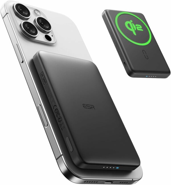 esr qi2 magslim power bank 10,000mah – black
