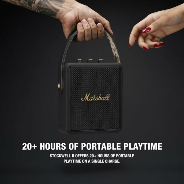 marshall stockwell ii portable bluetooth speaker – black & brass