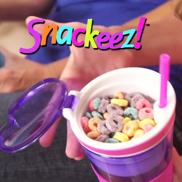 snackeez travel snack & drink cup with straw – blue, 16 oz