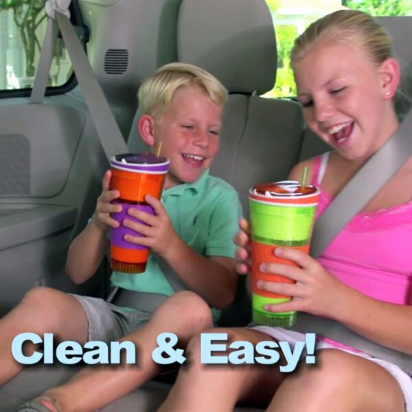 snackeez travel snack & drink cup with straw – blue, 16 oz