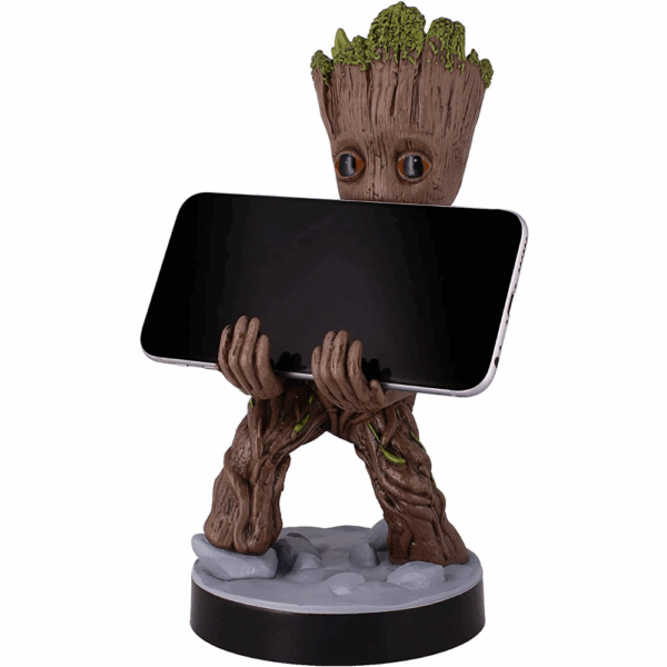 marvel superhero groot action figure – gamepad & mobile phone holder