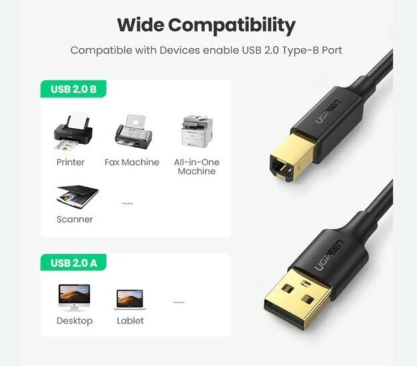 ugreen 10352 usb 2.0 am to bm printer cable 5m