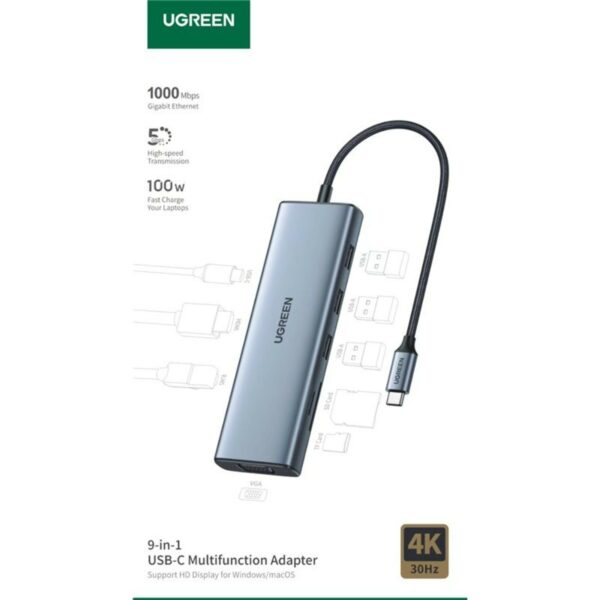 ugreen 15600 9 in 1 usb c multifunctional docking station