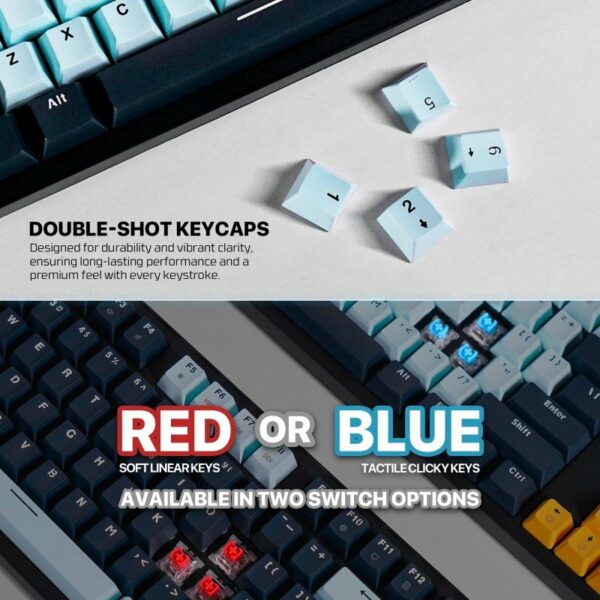 fantech atom107s mk893s wired mechanical keyboard – mizu edition (navy, red switch)