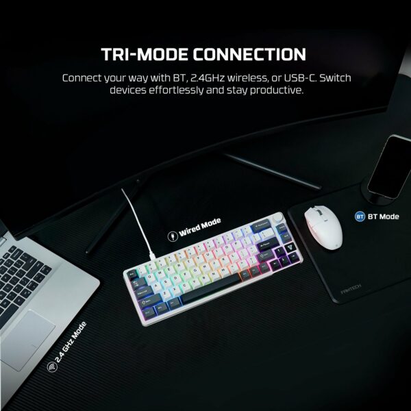 fantech atom pro66 mk919 wireless mechanical keyboard – black (red switch)