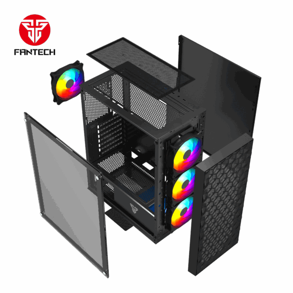 fantech aero 2 cg83 mid tower gaming case — black