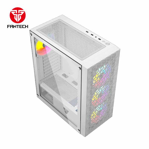 fantech aero 2 cg83 mid tower gaming case — white