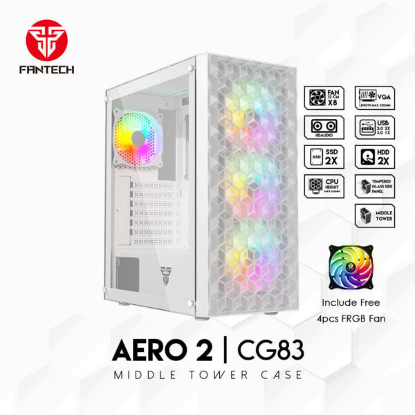 fantech aero 2 cg83 mid tower gaming case — white