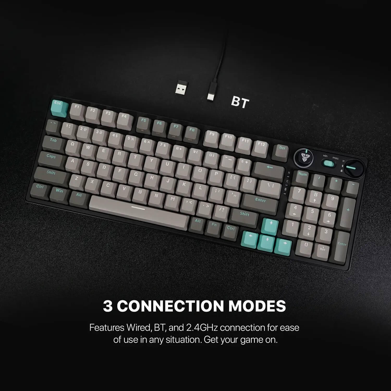 fantech mk914 atom pro96 tri mode mechanical gaming keyboard – stellar edition (blue switch)