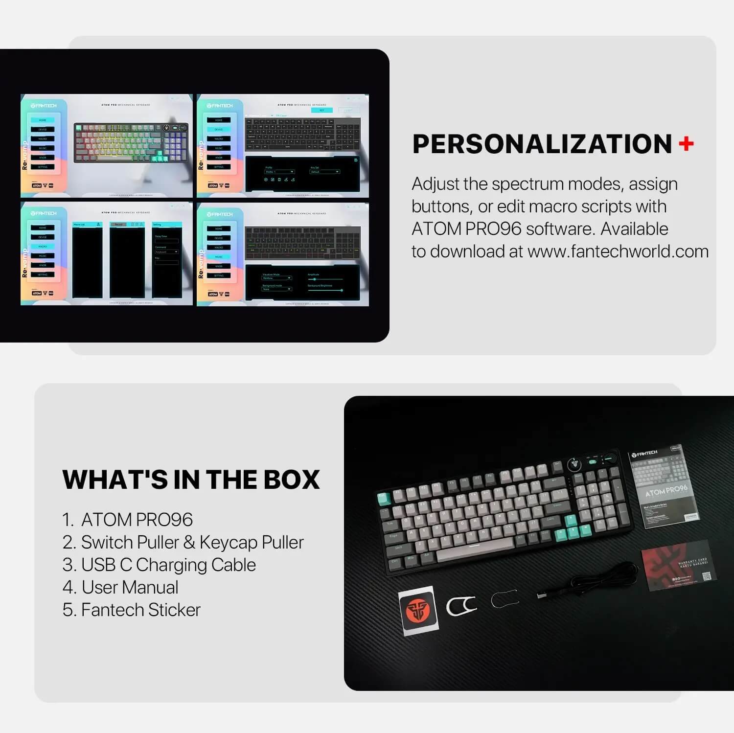 fantech mk914 atom pro96 tri mode mechanical gaming keyboard – stellar edition saturn (red switch)