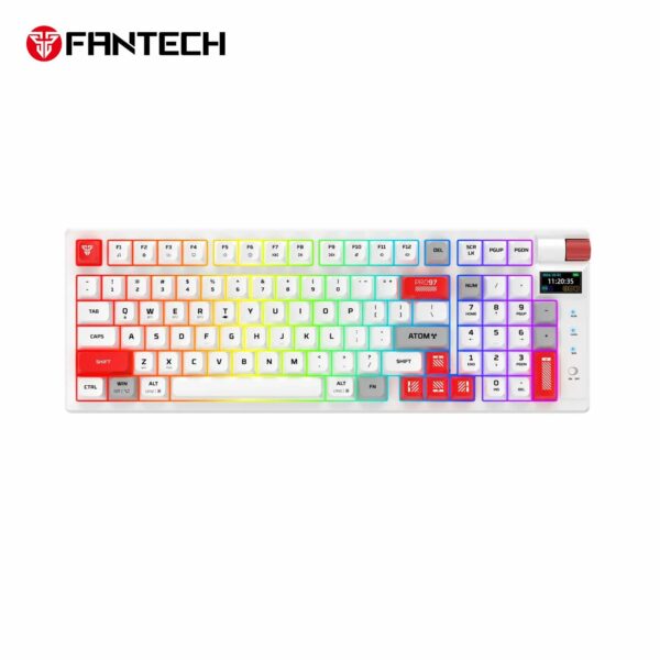 fantech mk918 atom pro97 tri mode mechanical gaming keyboard – white (blue switch)