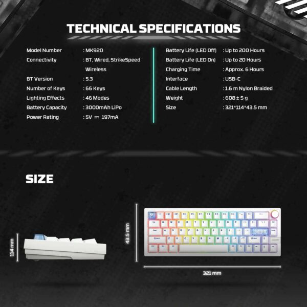fantech mk920 maxfit6 wireless mechanical keyboard (brown switch)