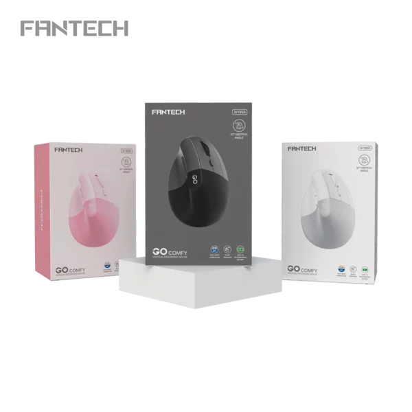 fantech w195r go comfy vertical ergonomic wireless mouse (grey)