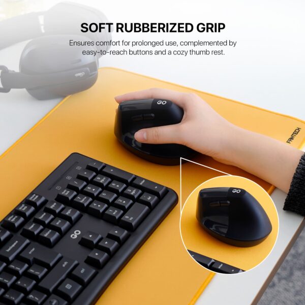 fantech w195r go comfy vertical ergonomic wireless mouse (grey)
