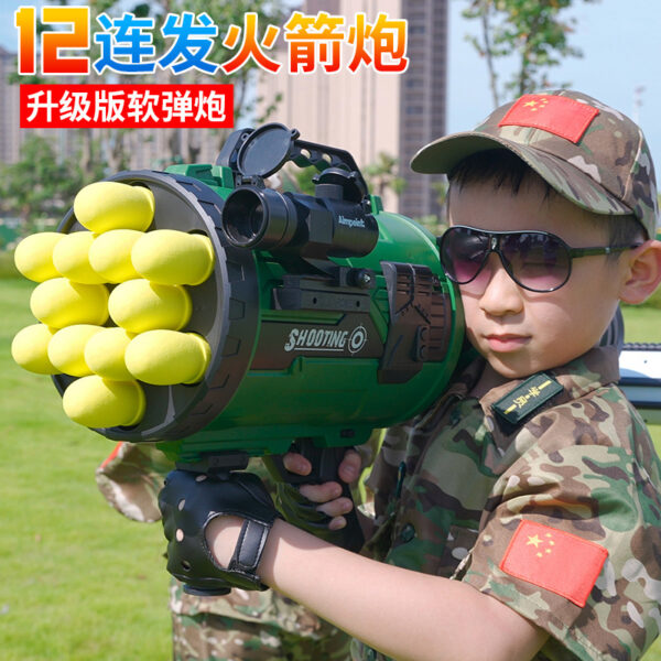 12 burst mortar rocket launcher soft bullet toy