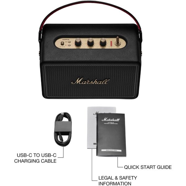 marshall kilburn iii portable bluetooth speaker (black & brass)