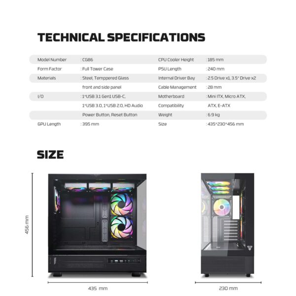 fantech lumina l cg86 full tower case – black