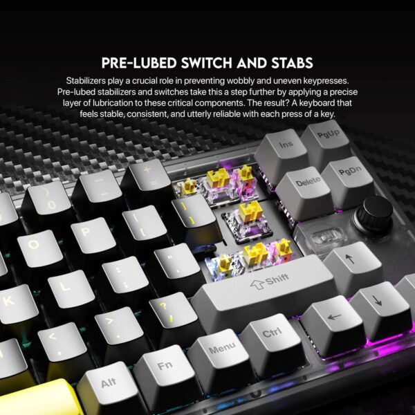 fantech maxfit70 vibe mk911 wireless mechanical keyboard – grand cobalt black (yellow switch)