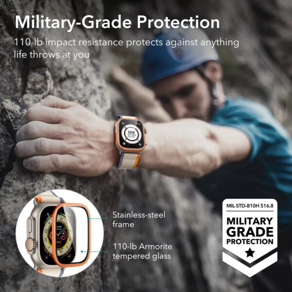 esr armorite protection set for apple watch ultra (49 mm) – titanium
