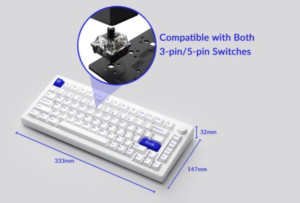akko mod007b pc blue on white (v3 piano pro) mechanical keyboard