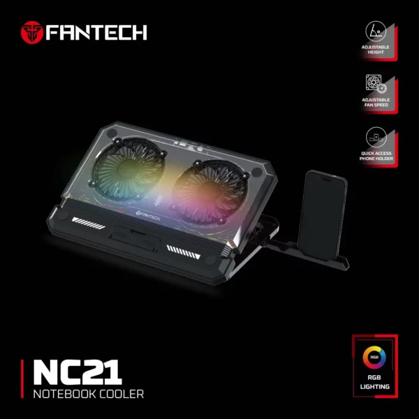 fantech nc21 notebook cooler — black