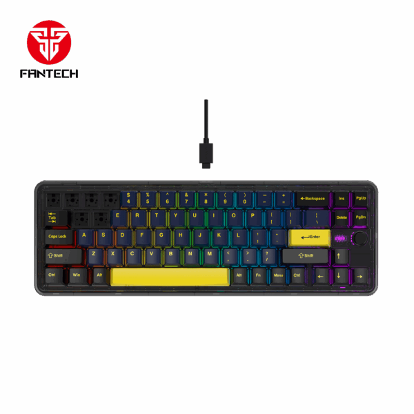 fantech maxfit70 vibe mk911 wireless mechanical keyboard – grand cobalt black (yellow switch)