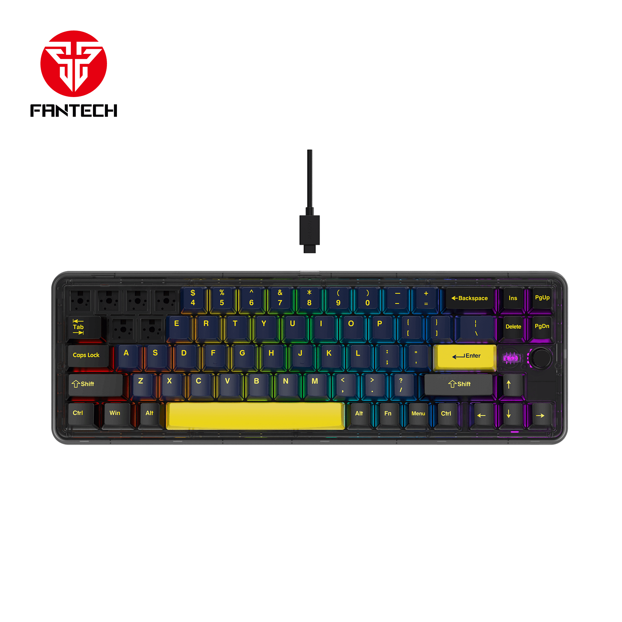 fantech maxfit70 vibe mk911 wireless mechanical keyboard – grand cobalt black (yellow switch)