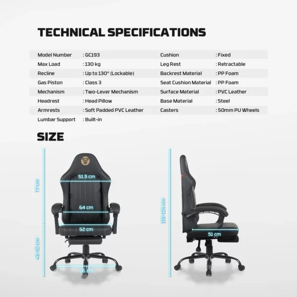 fantech gc193 gaming chair — black