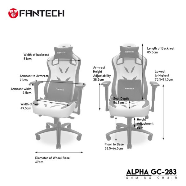 fantech alpha gc283 gaming chair – white