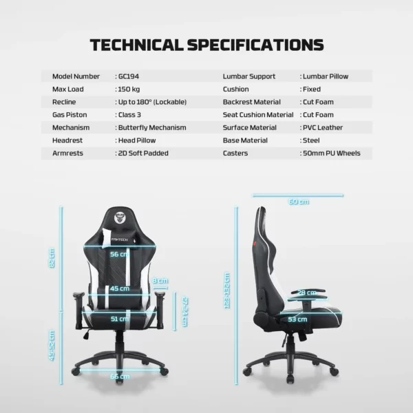 fantech gc194 gaming chair — black