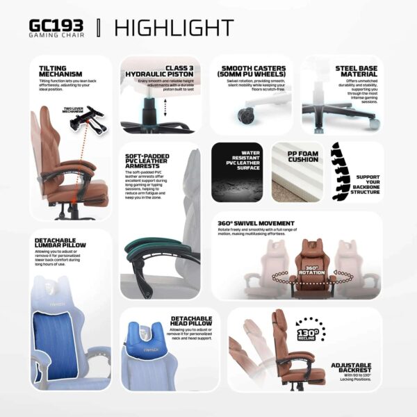 fantech gc193 gaming chair — black