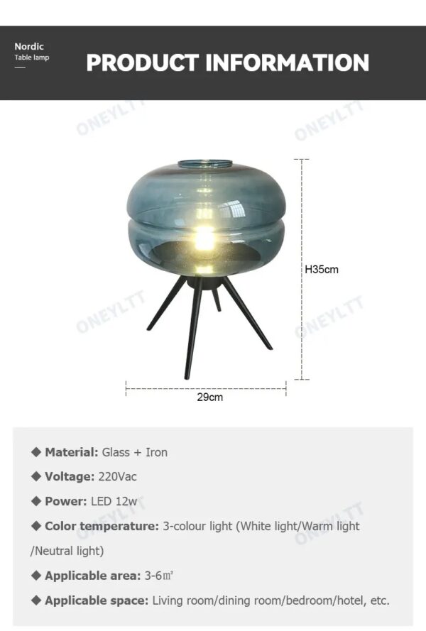 nordic glass & iron led table lamp