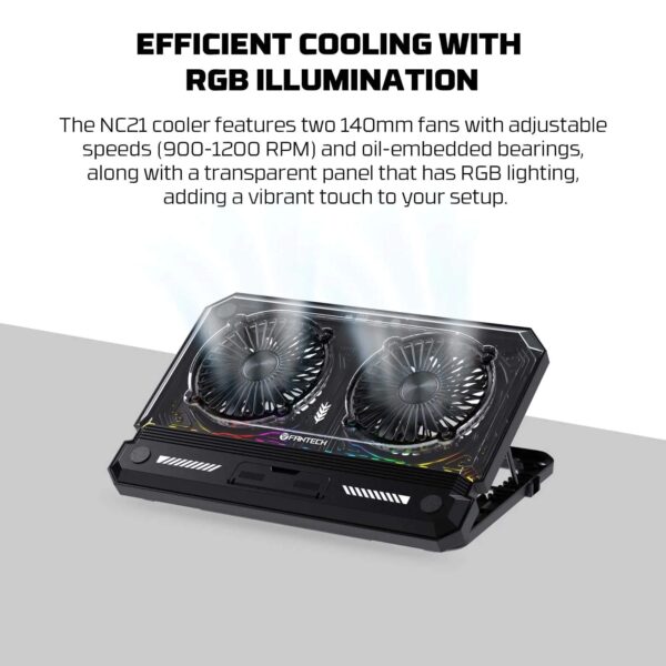 fantech nc21 notebook cooler — black