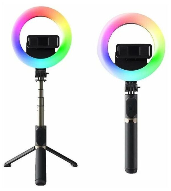 mj07 rgb led ring light selfie stick tripod