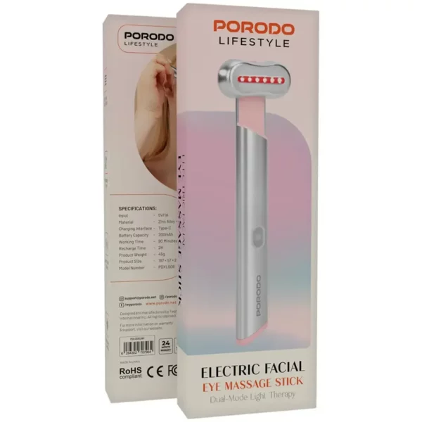 porodo lifestyle electrical eye massage stick – silver white
