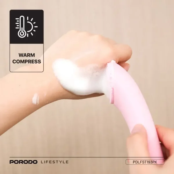 porodo lifestyle sonic vibration facial cleansing brush – pink