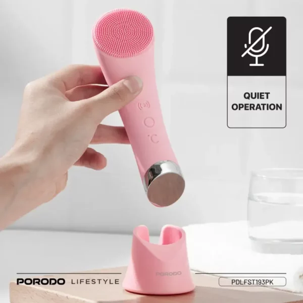 porodo lifestyle sonic vibration facial cleansing brush – pink