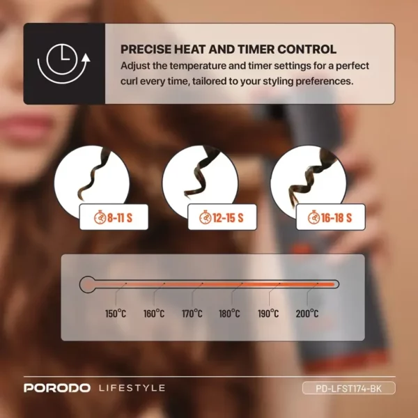 porodo lifestyle automatic hair curler – black