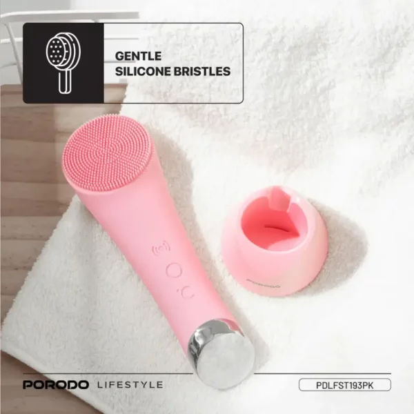porodo lifestyle sonic vibration facial cleansing brush – pink