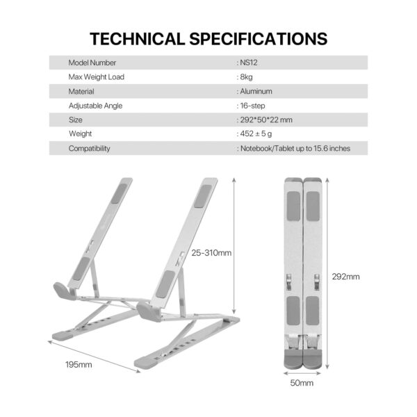 fantech ns12 notebook stand — silver