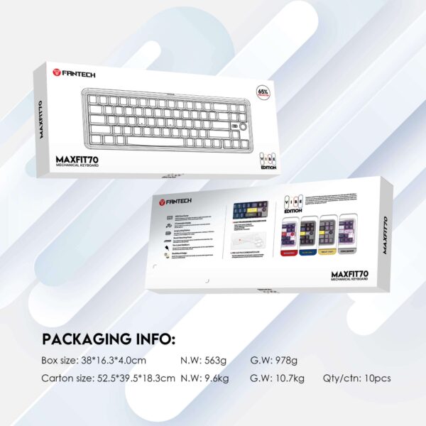 fantech maxfit70 vibe mk911 wireless mechanical keyboard – grand cobalt black (yellow switch)