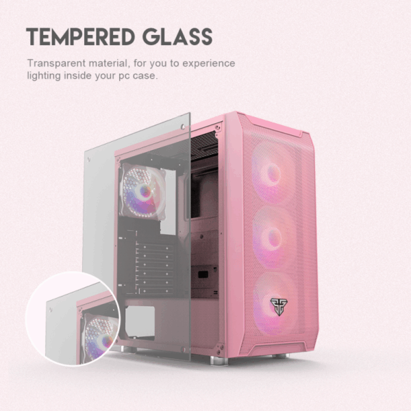 fantech aero rgb cg80 mid tower gaming case — sakura edition
