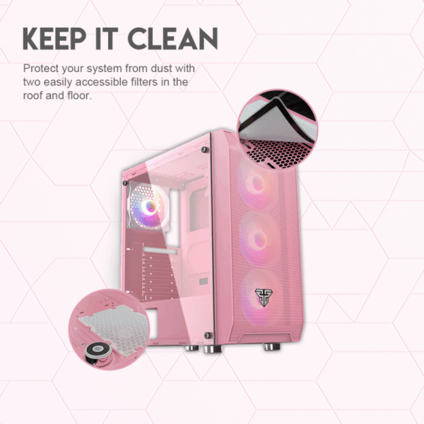 fantech aero rgb cg80 mid tower gaming case — sakura edition