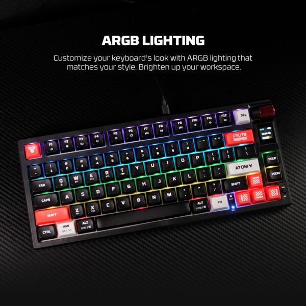 fantech atom pro79 mk917 wireless mechanical keyboard – black (blue switch)