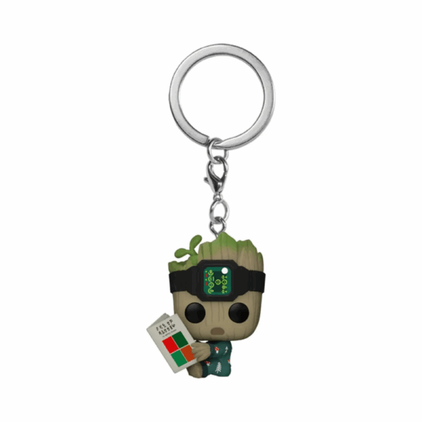 funko pop! keychain i am groot – groot in shorts pjs with book vinyl figure keychain