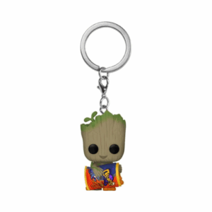 funko pop! keychain i am groot – groot with cheese puffs vinyl figure keychain