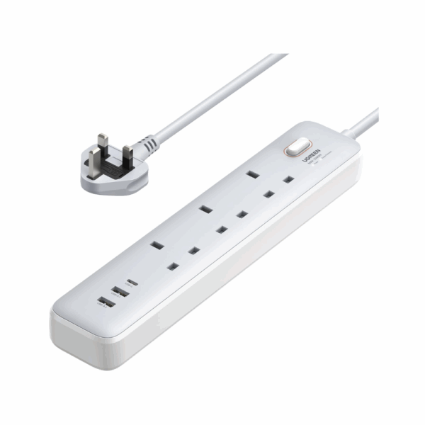 ugreen 15461 30w 3 ac power strip with master switch (2a1c)