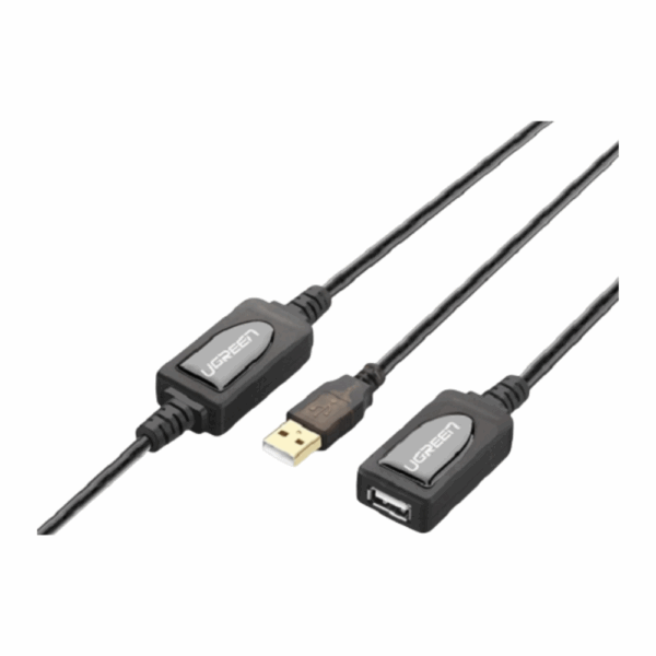 ugreen 10324 usb 2.0 active extension cable with chipset 20m (black)