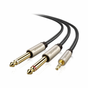 ugreen 10615 3.5mm trs to dual 6.35mm ts audio cable 2m (gray)