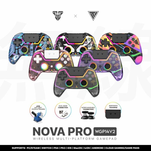 fantech nova pro wgp14v2 wireless gamepad — polaris blue